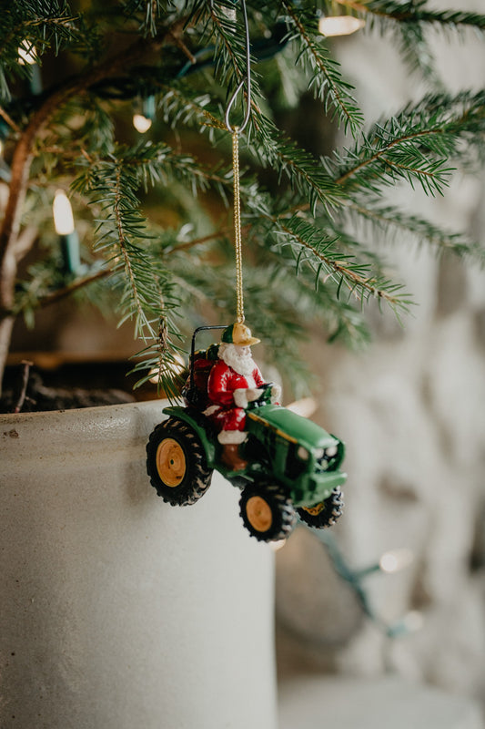 3.25" Resin John Deere Santa Ornament