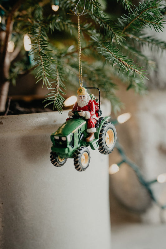 3.25" Resin John Deere Santa Ornament