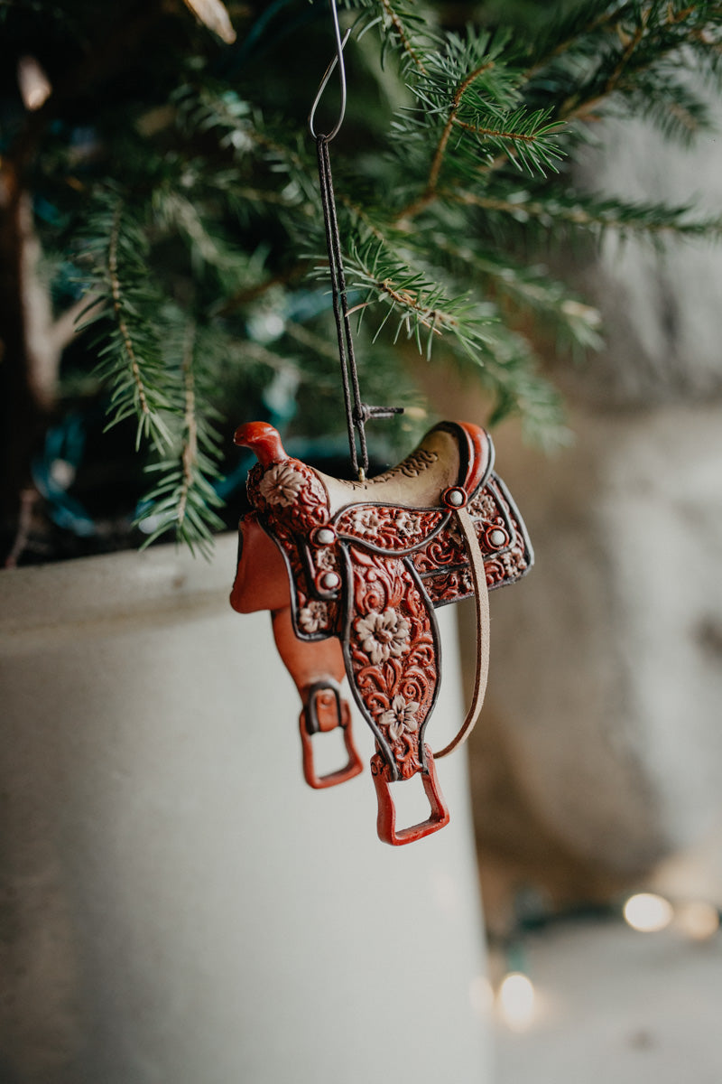 4" Resin Western Saddle Ornament (Two Options)