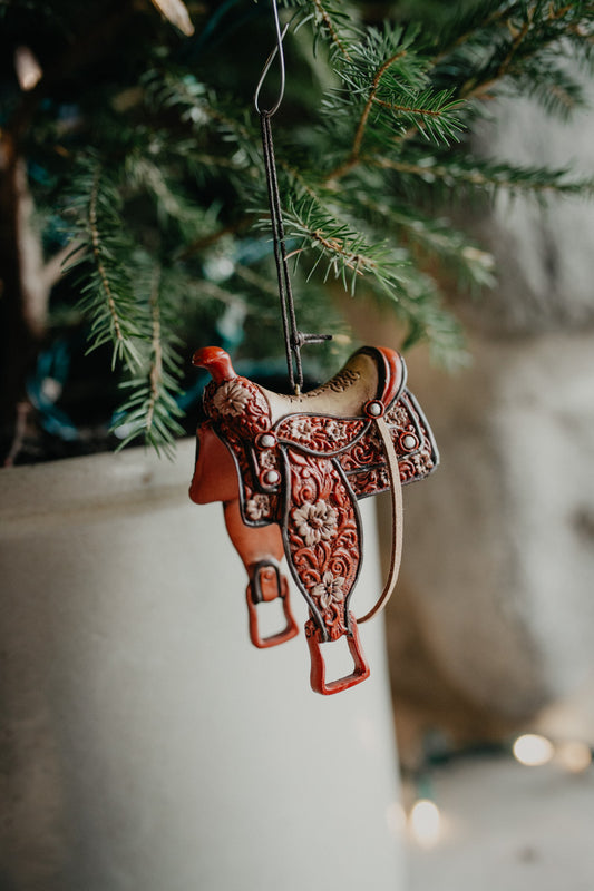 4" Resin Western Saddle Ornament (Two Options)