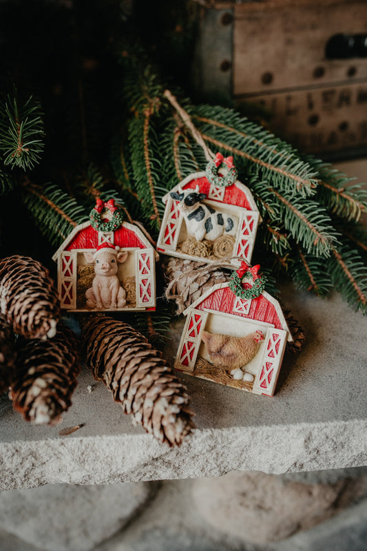 3.25" Resin Animal Barn Ornament (Three Options)