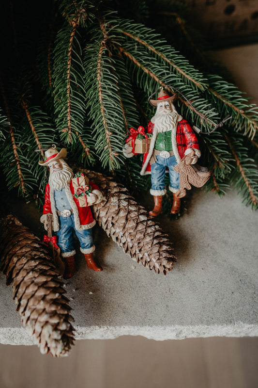5" Resin Cowboy Santa Ornament (Two Options)