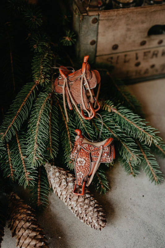 4" Resin Western Saddle Ornament (Two Options)