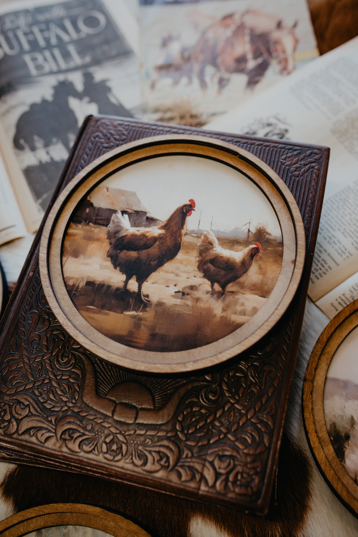 Mini 8" Round Wooden Framed Artwork (7 Styles)