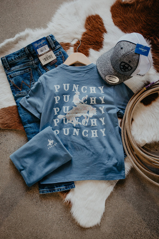 'Mustang' Youth Hooey Blue Crew Neck T-Shirt (XS-XL)