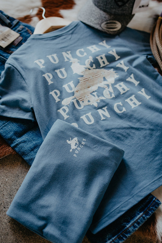 'Mustang' Youth Hooey Blue Crew Neck T-Shirt (XS-XL)