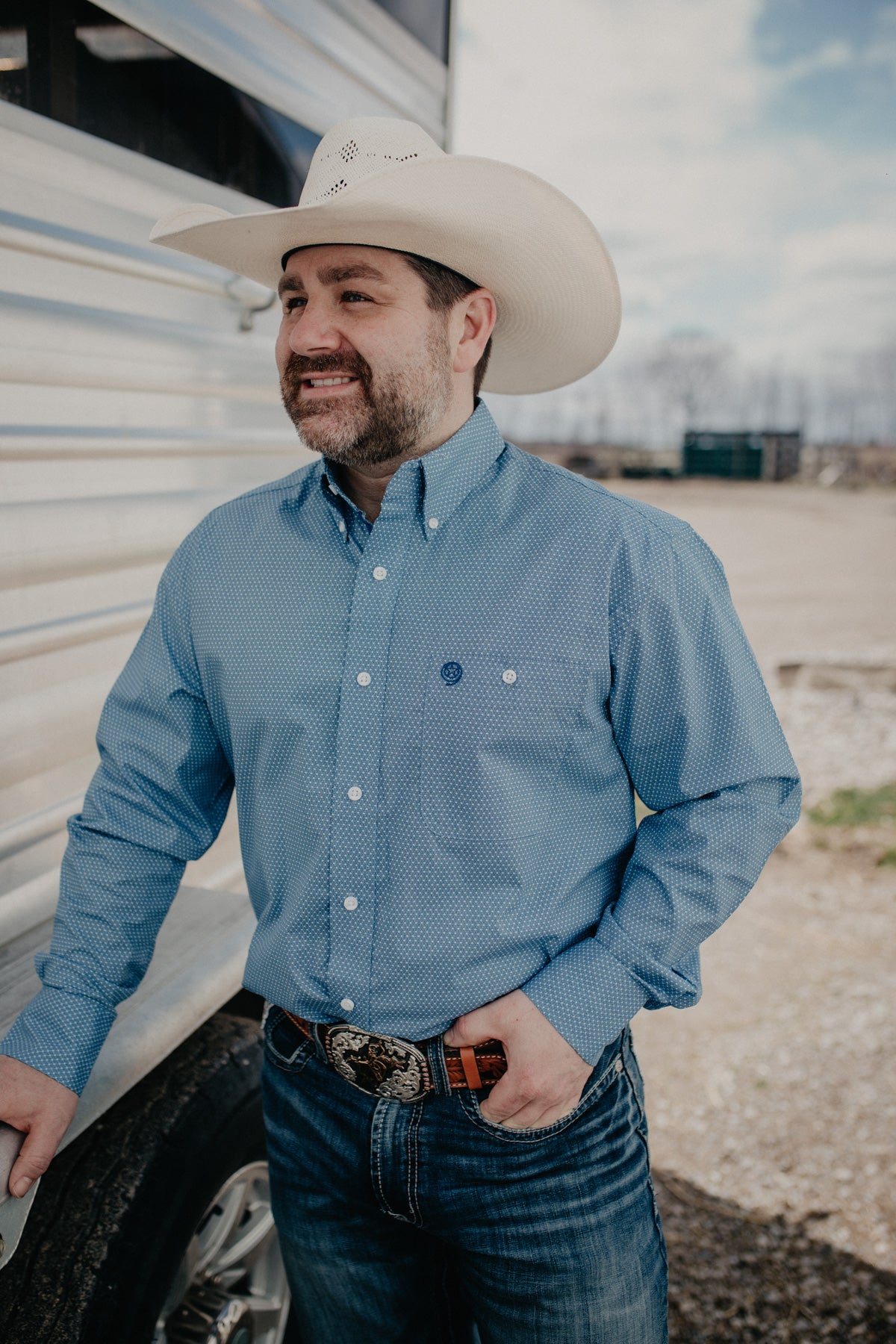 Wrangler Blue George Strait Button Up (S & L Only)