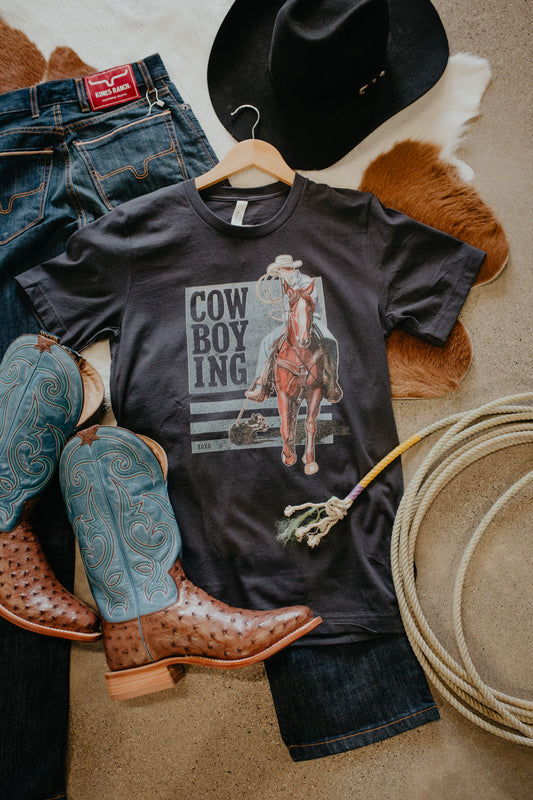 'Cowboyin' in Charcoal Graphic T (L - XXL)