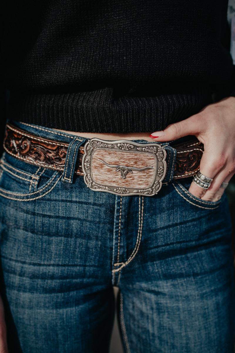 Longhorn Buckle {Calf Hair Inlay}