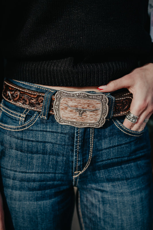 Longhorn Buckle {Calf Hair Inlay}
