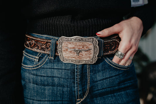 Longhorn Buckle {Calf Hair Inlay}
