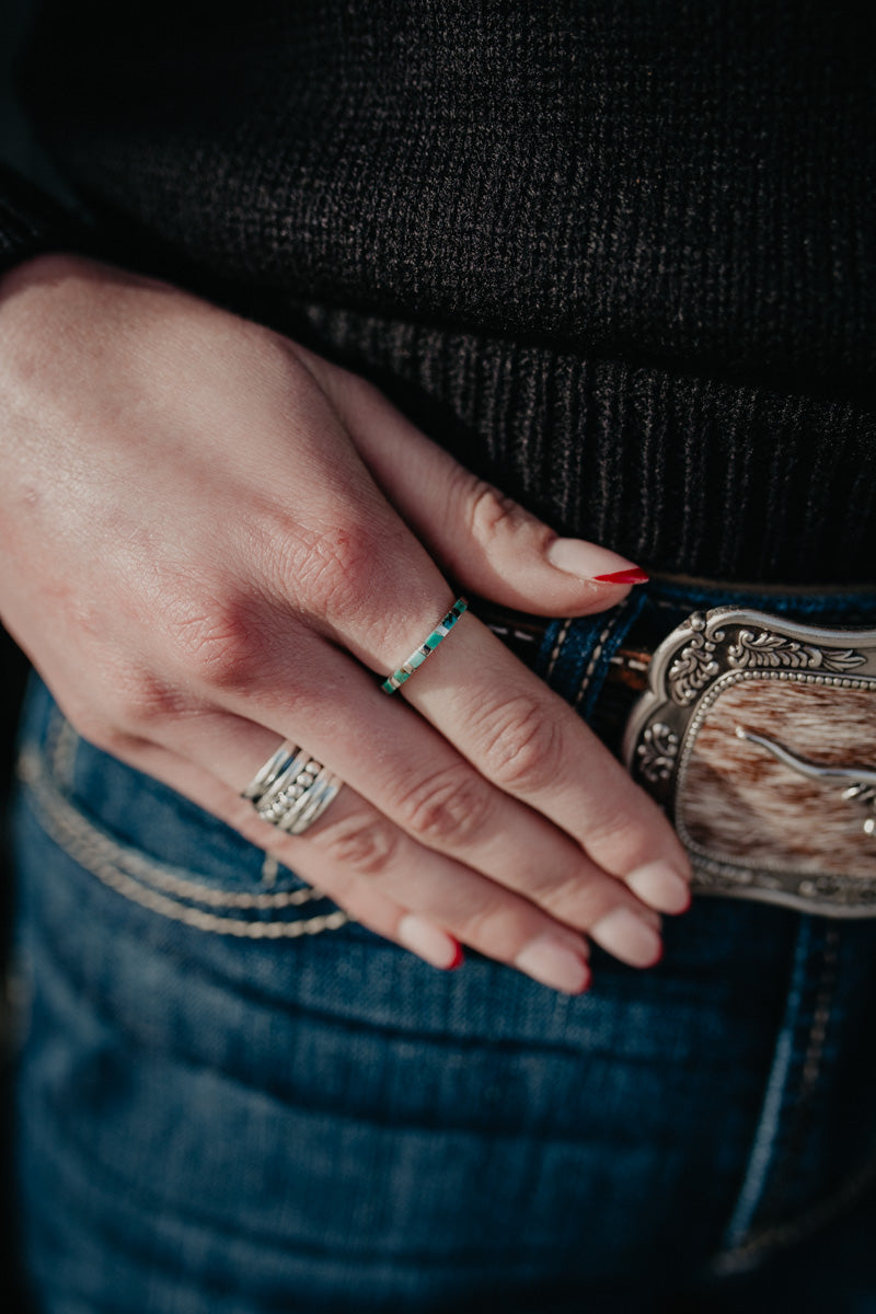 Turquoise Mini Inlay Stacker Ring (Sized)