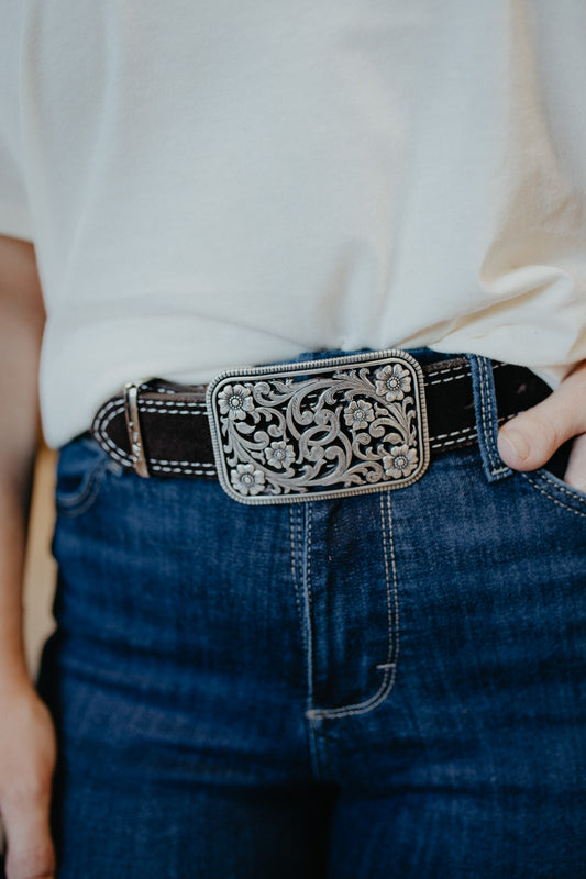 Rectangular Floral Belt Buckle