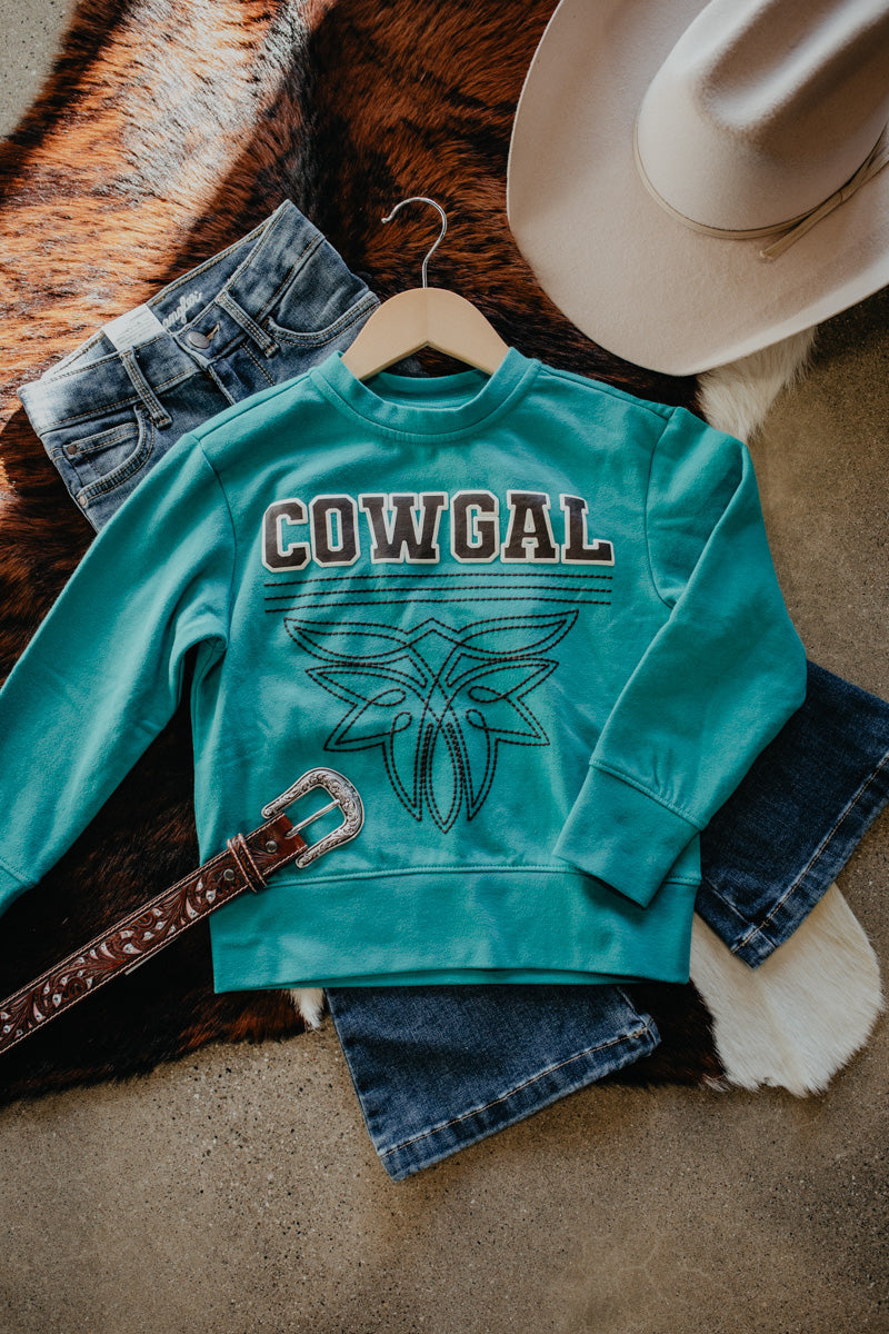 'Cowgal' Turquoise Girl's Sweatshirt By Cruel Denim (XS-XL)