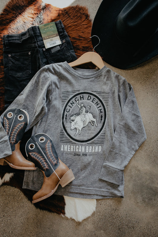 'Grayson' CINCH Boy's Grey Long Sleeve Tshirt (S-XL)