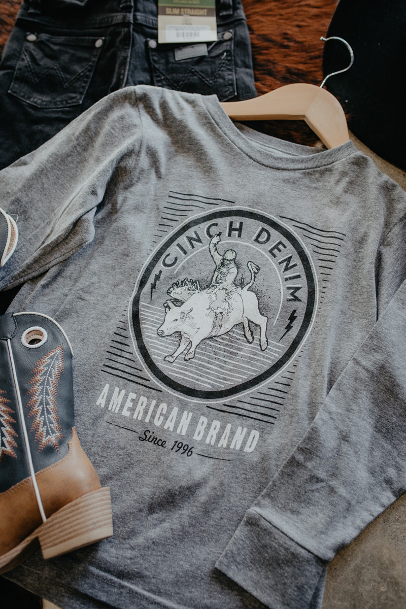 'Grayson' CINCH Boy's Grey Long Sleeve Tshirt (S-XL)