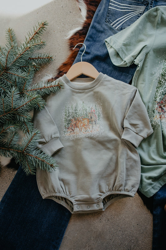 'Santa Herding Longhorns' Baby Bubble Romper (0-3M to 18-24M)