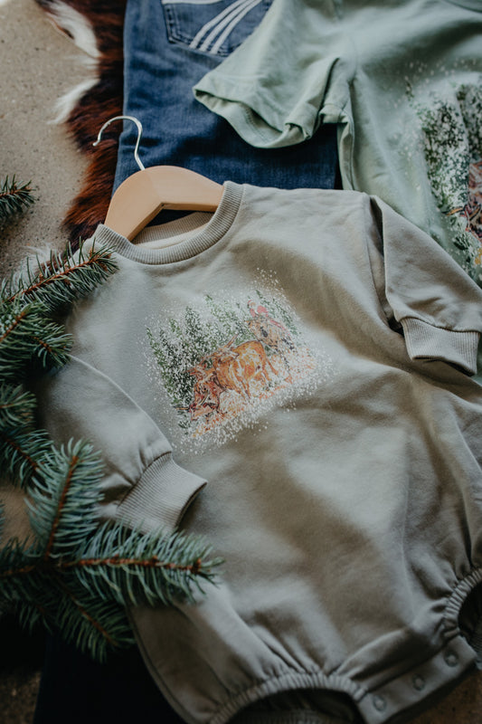 'Santa Herding Longhorns' Baby Bubble Romper (0-3M to 18-24M)