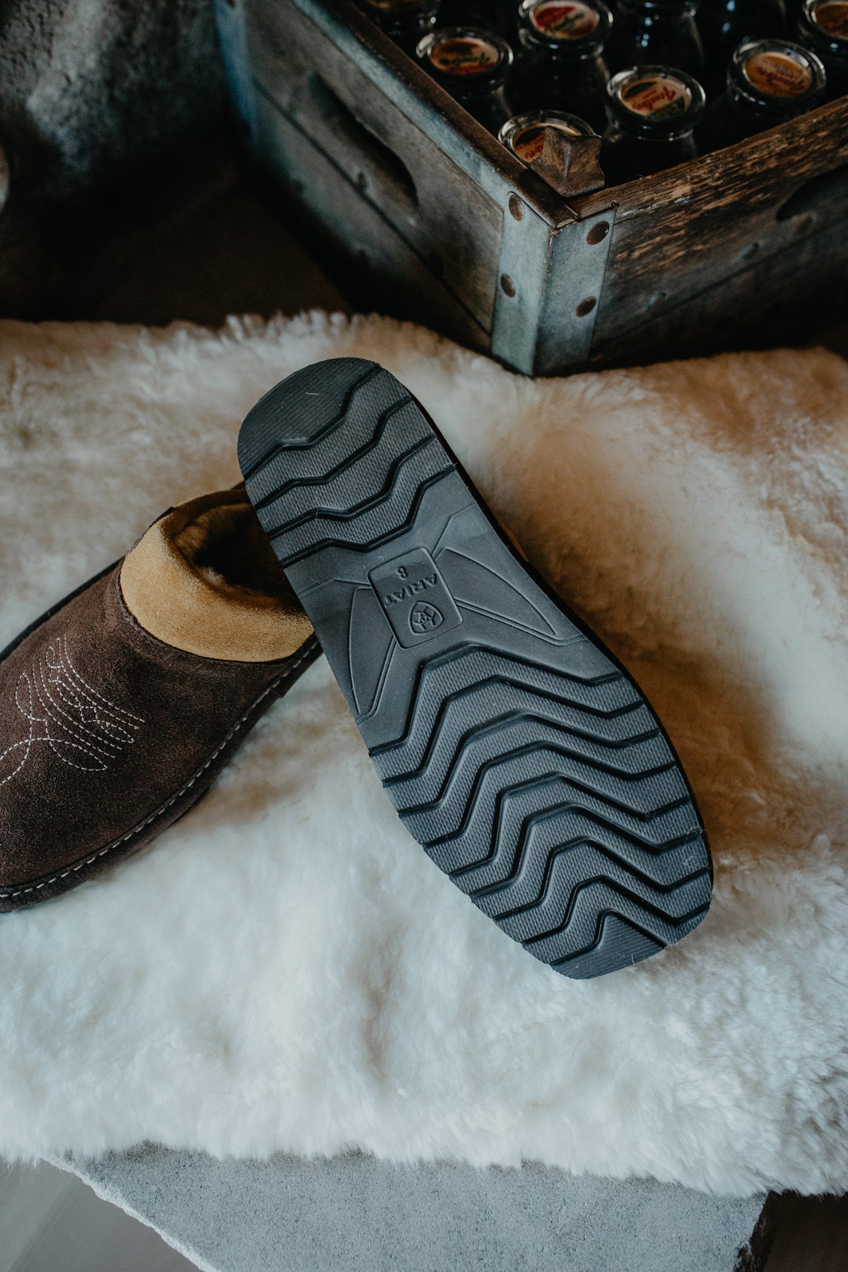 Men's Ariat Chocolate Square Toe Slippers (Sizes 7-13)