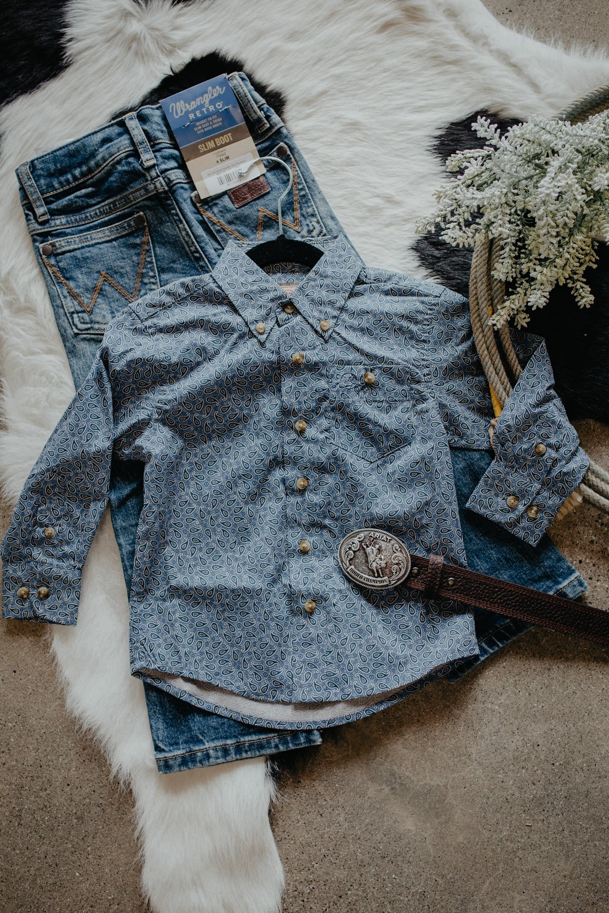 'Luke' Boys Wrangler Paisley Button Down (XXS-XL)