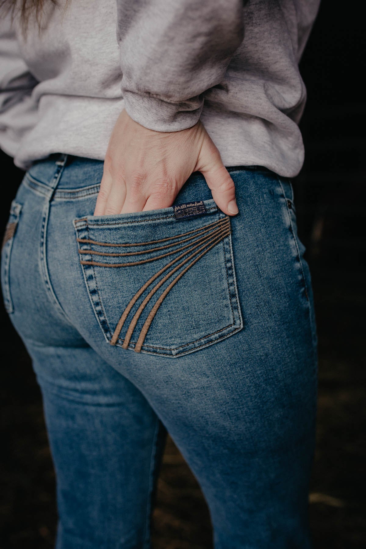 'Clara' Mid Wash Dojo Flare Jean with Cuff by 7 For All Mankind (34.5" Inseam)