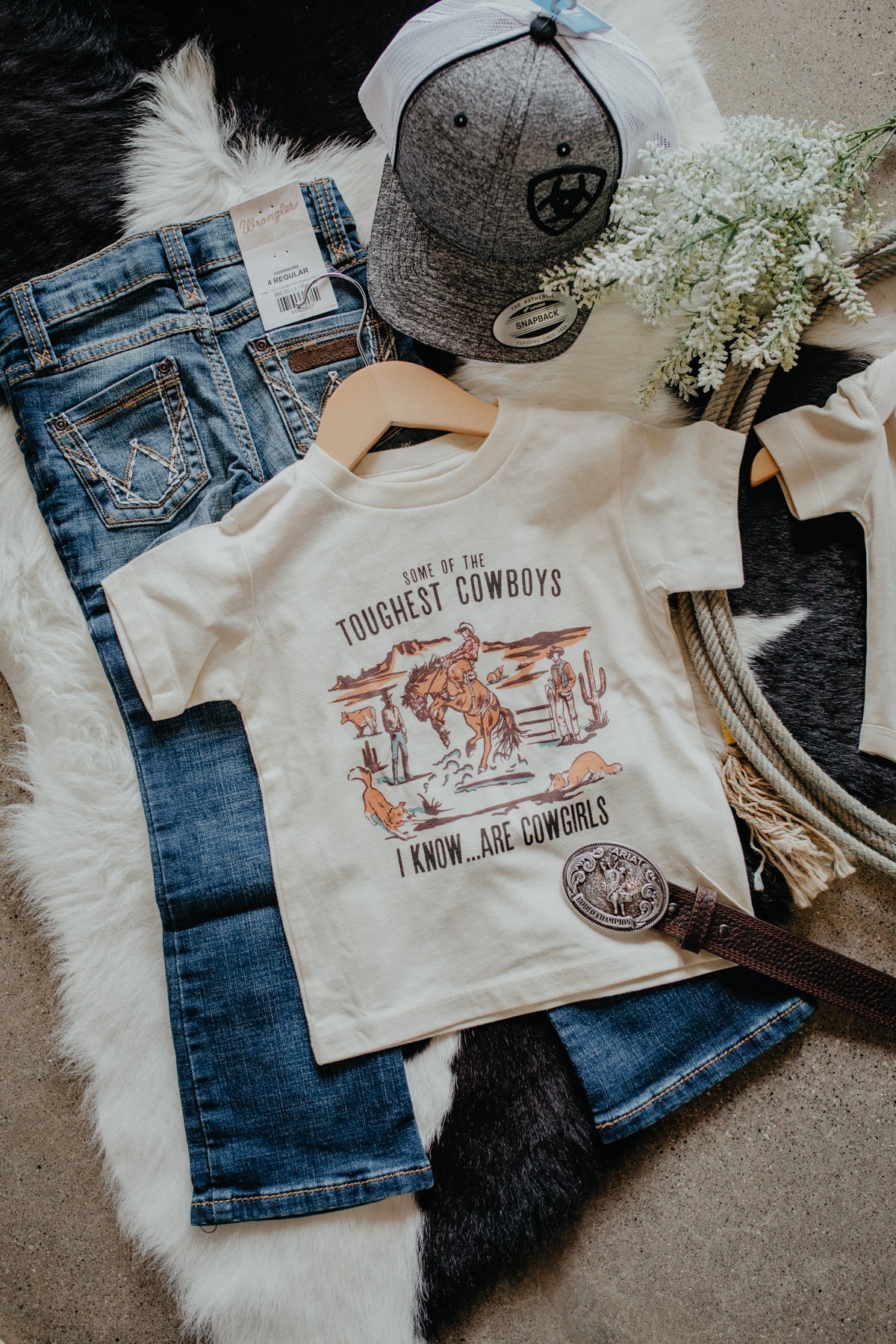 'Toughest Cowgirl' Infant Onesie / Toddler Tee