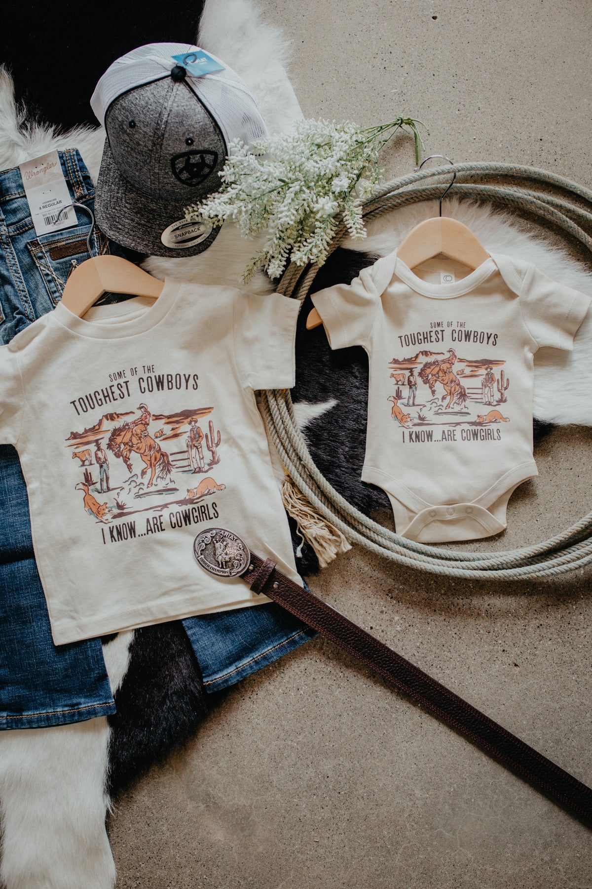 'Toughest Cowgirl' Infant Onesie / Toddler Tee