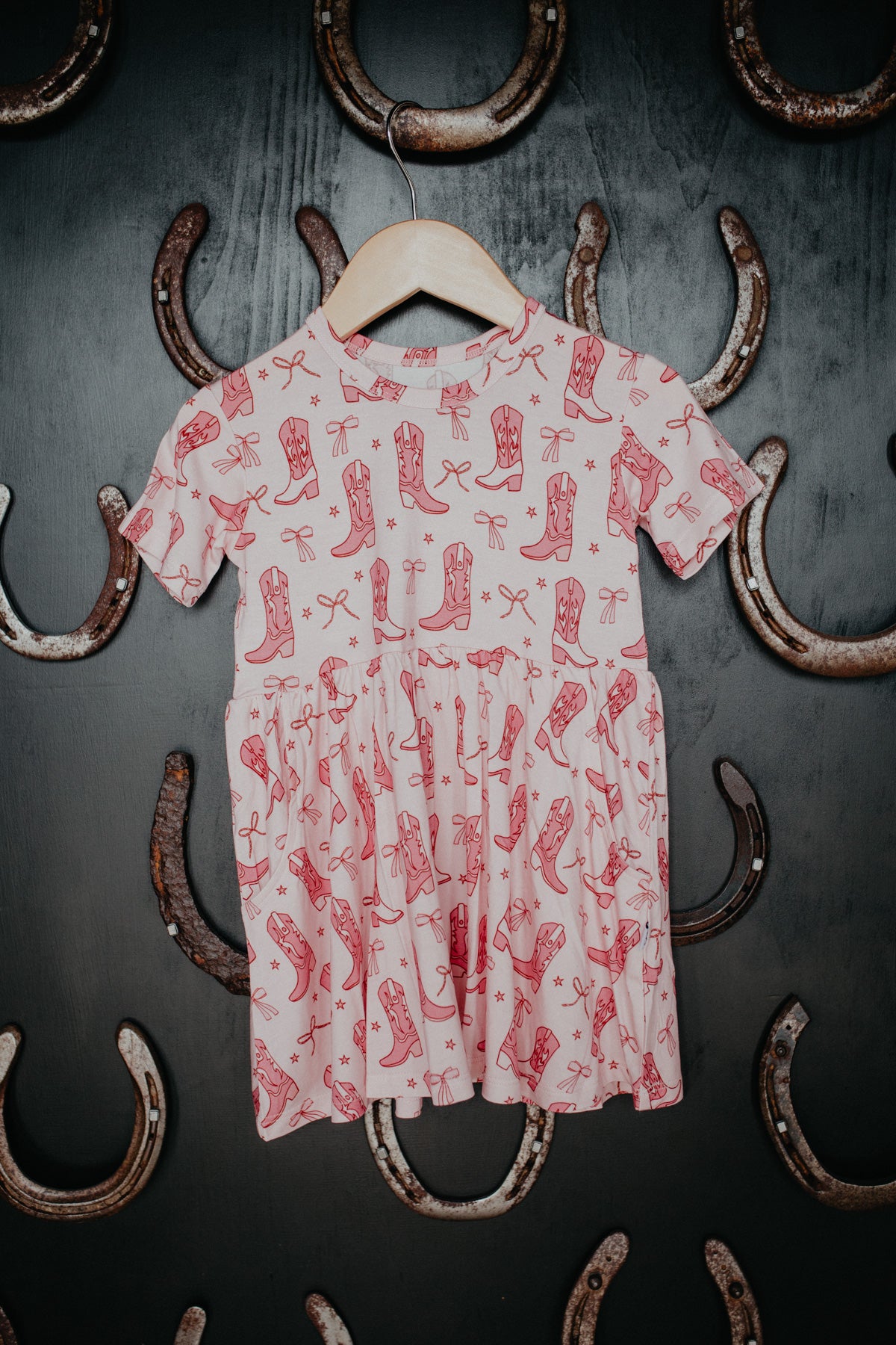 'Boots & Bows' Girls Dress (Toddler Sizes 2T, 3T,4T)