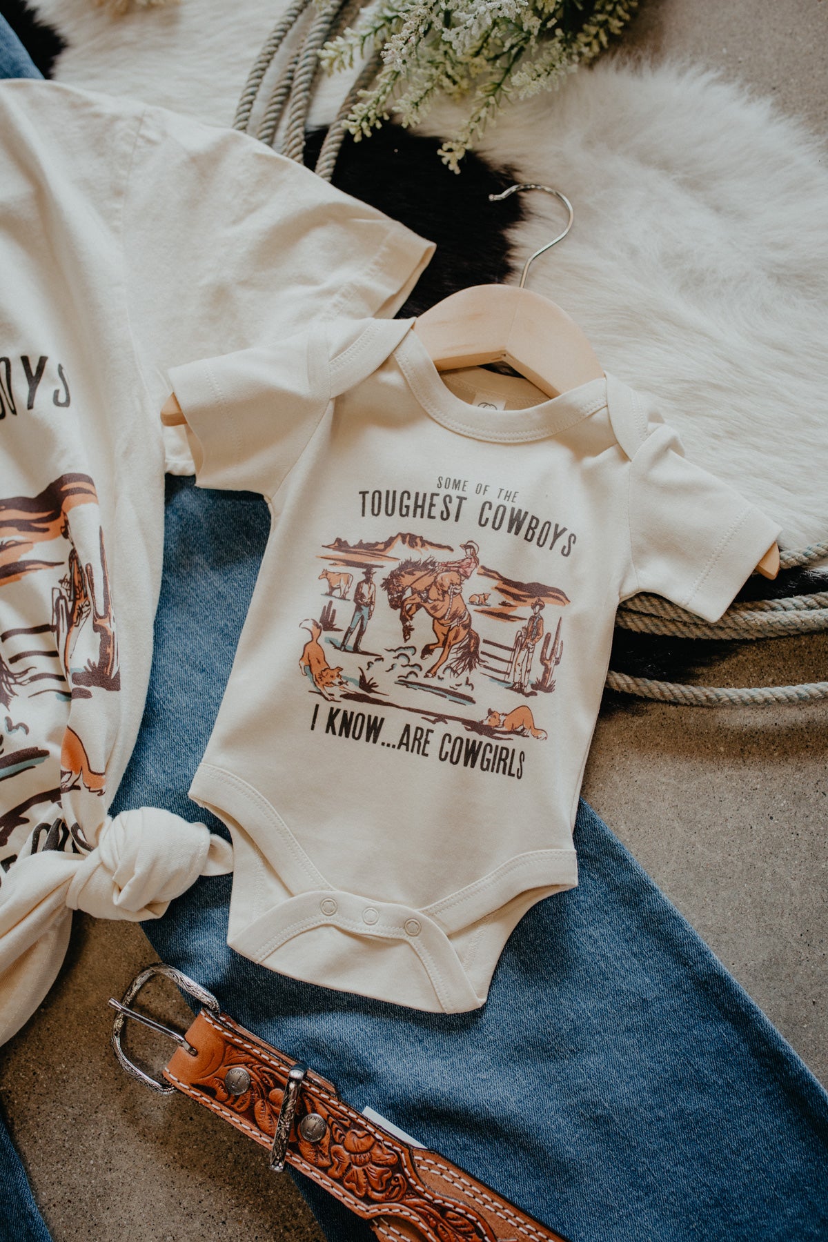 'Toughest Cowgirl' Infant Onesie / Toddler Tee