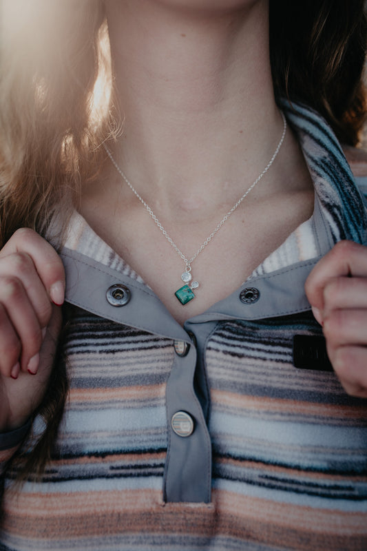 Turquoise Double Cubic Zirconia Necklace