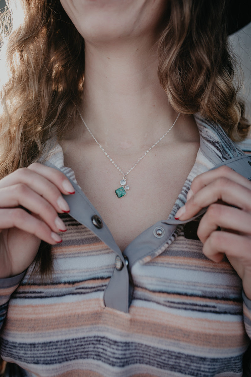 Turquoise Double Cubic Zirconia Necklace