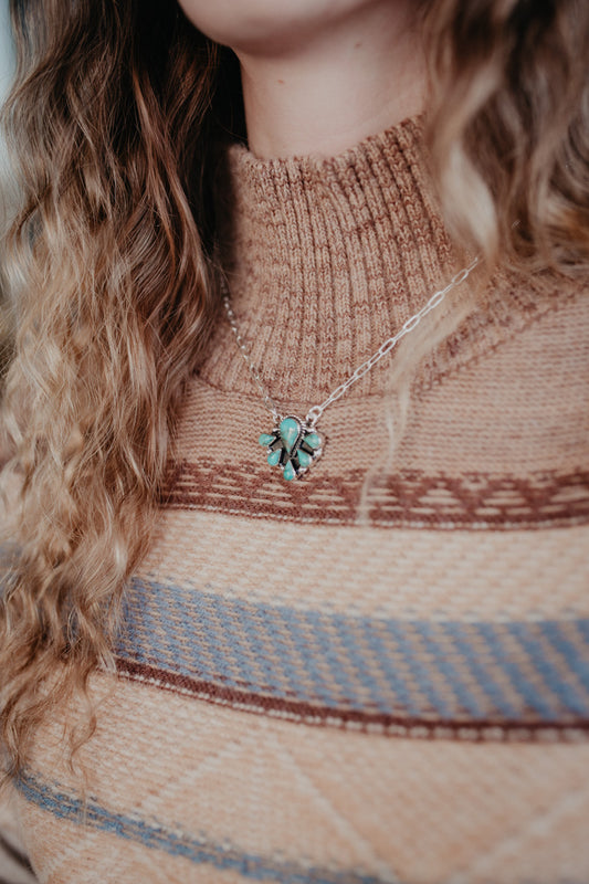 Turquoise Teardrop Cluster Necklace
