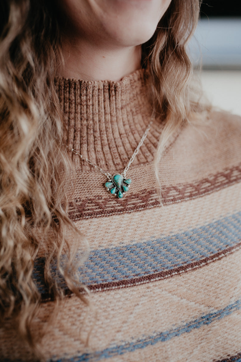 Turquoise Teardrop Cluster Necklace