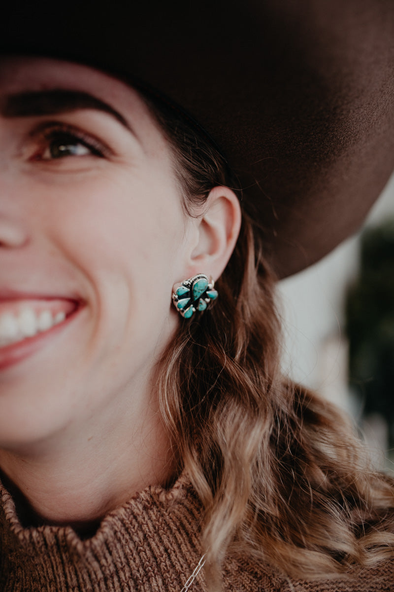 Turquoise Cluster Post Earrings