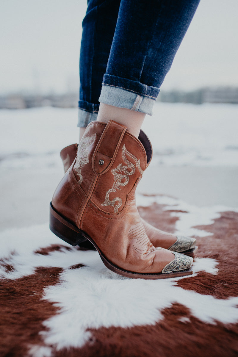 'Lola' Metal Toecap Leather Bootie by Liberty Black (Sizes 6-10)