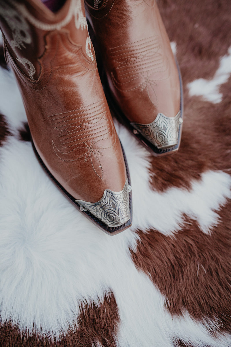 'Lola' Metal Toecap Leather Bootie by Liberty Black (Sizes 6-10)