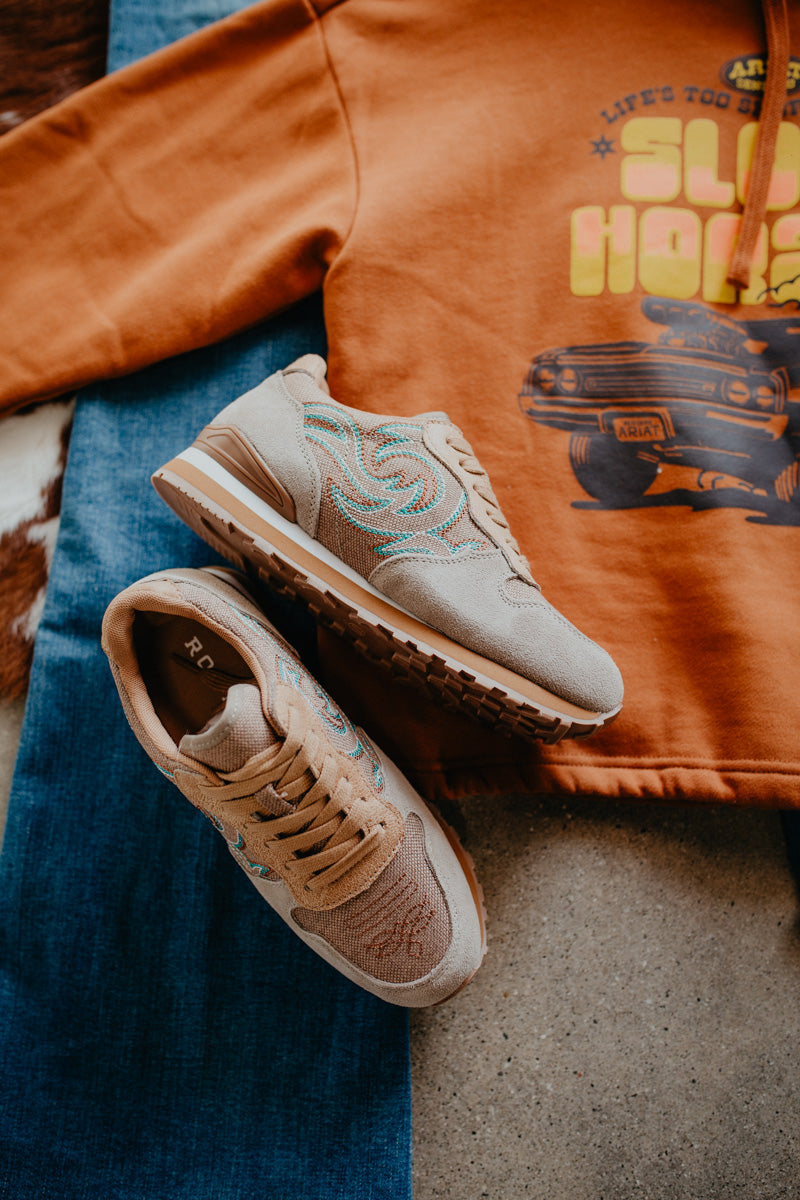 Women's Beige Suede & Western Stitch Casual Shoe by Roper (6-10)