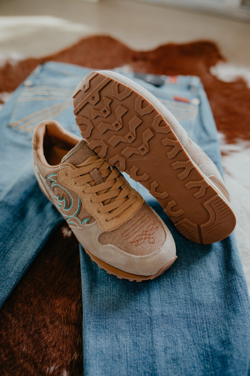 Women's Beige Suede & Western Stitch Casual Shoe by Roper (6-10)