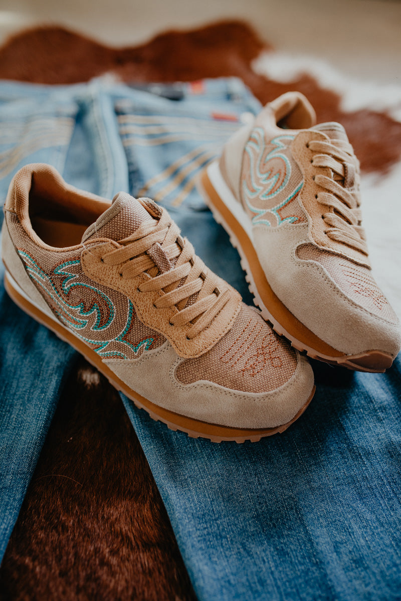 Women's Beige Suede & Western Stitch Casual Shoe by Roper (6-10)