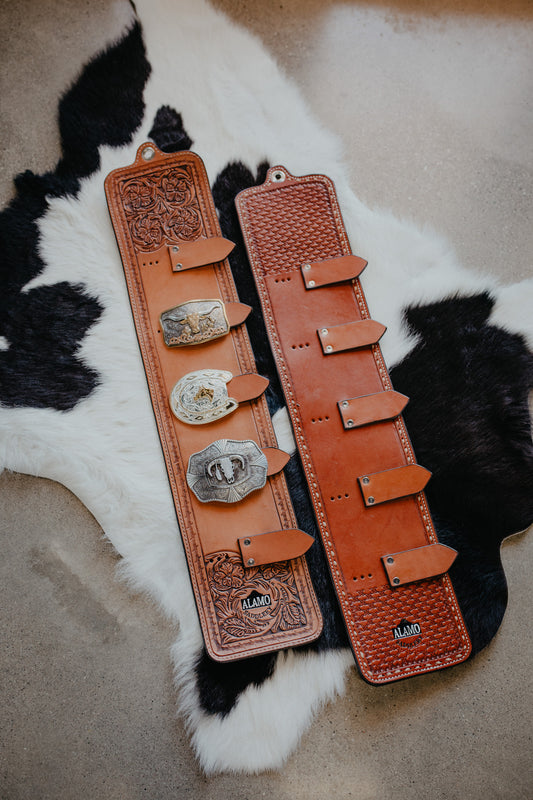 Tooled Leather Belt Buckle Holders (2 Designs)