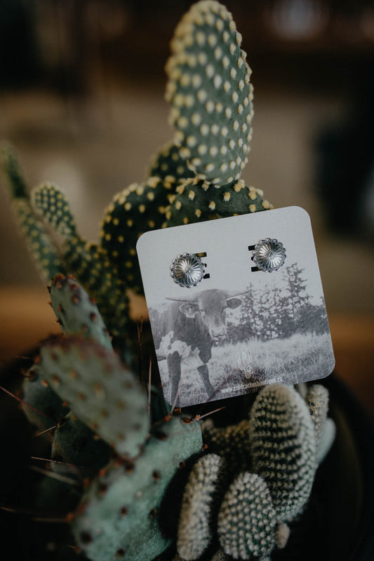 Dainty Round Concho Sterling Silver Stud Earrings