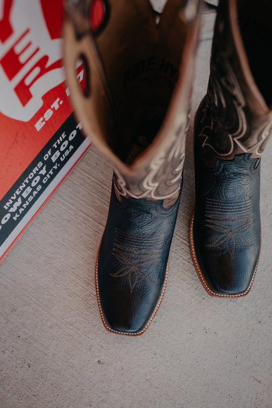 13" ‘Riley’ Brown and Black Men's Hyer Cowboy Boot (Sizes 8.5-12/ D & EE Width)