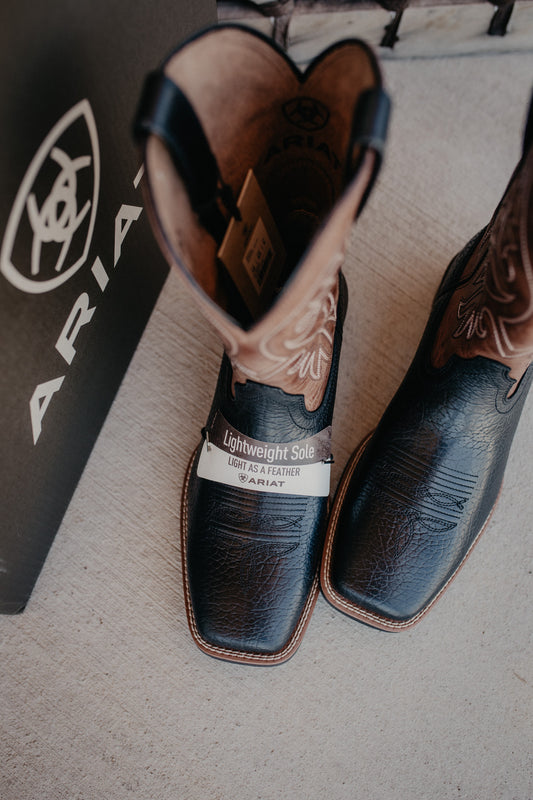 Men's 'Slingshot' Western Boot by Ariat {Black Adobe/Dark Tan}  (9-13 D&EE)