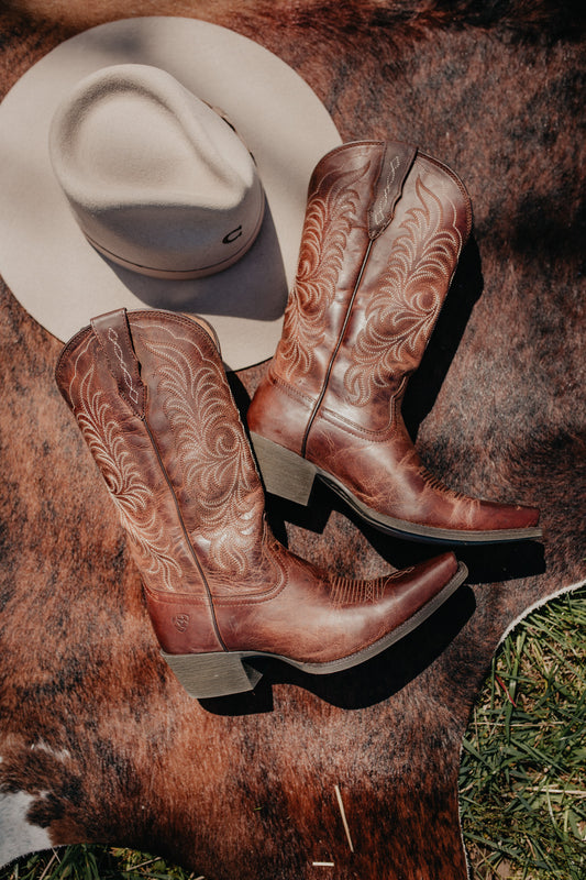 ‘Rich Oak’ Ariat Heritage X Toe Stretchfit Boot (6-11)