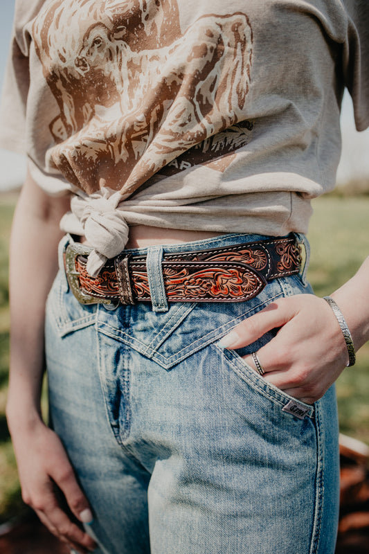 Cowhide Inlay Leather Belt (Youth & Adult Sizes)