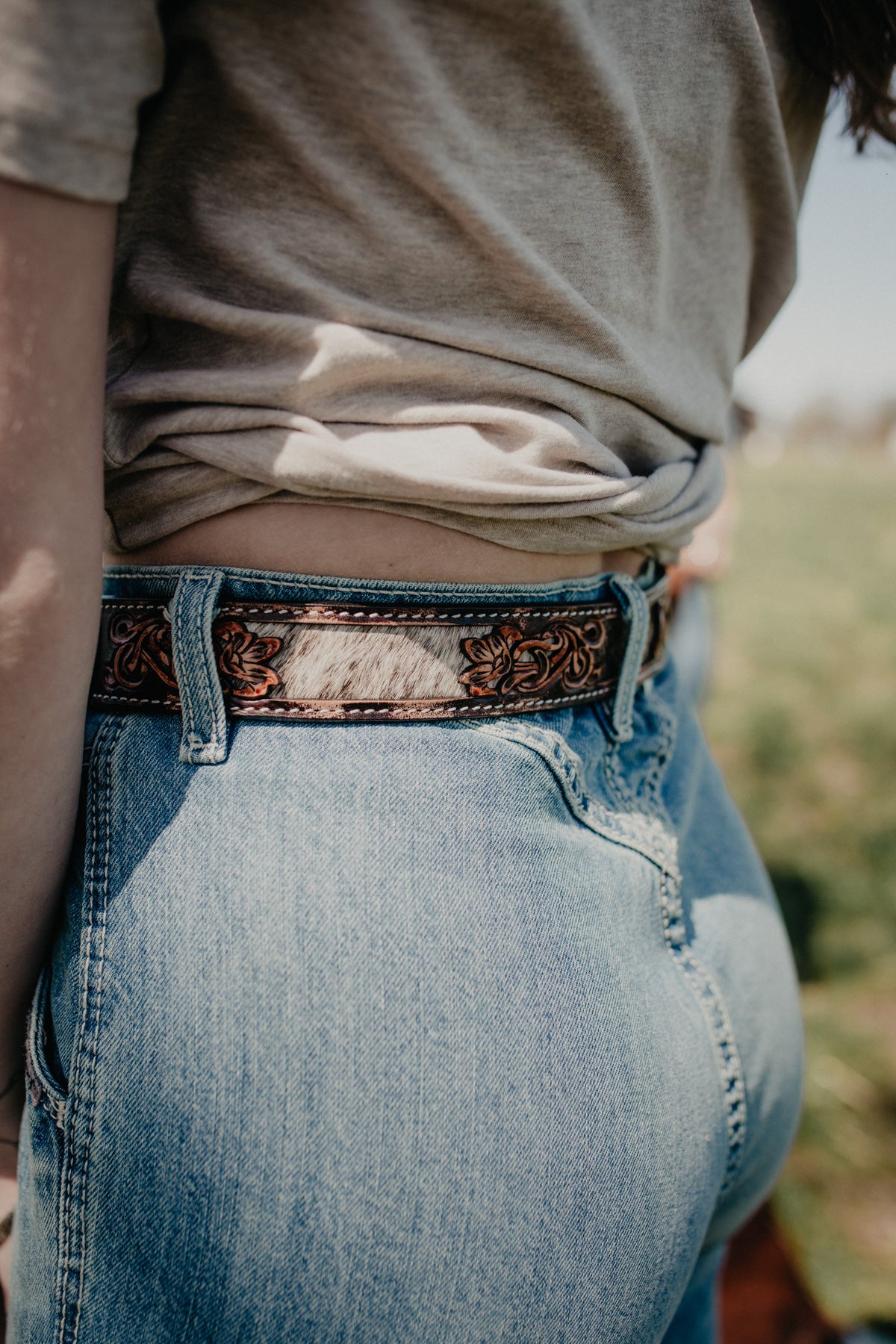 Cowhide Inlay Leather Belt (Youth & Adult Sizes)