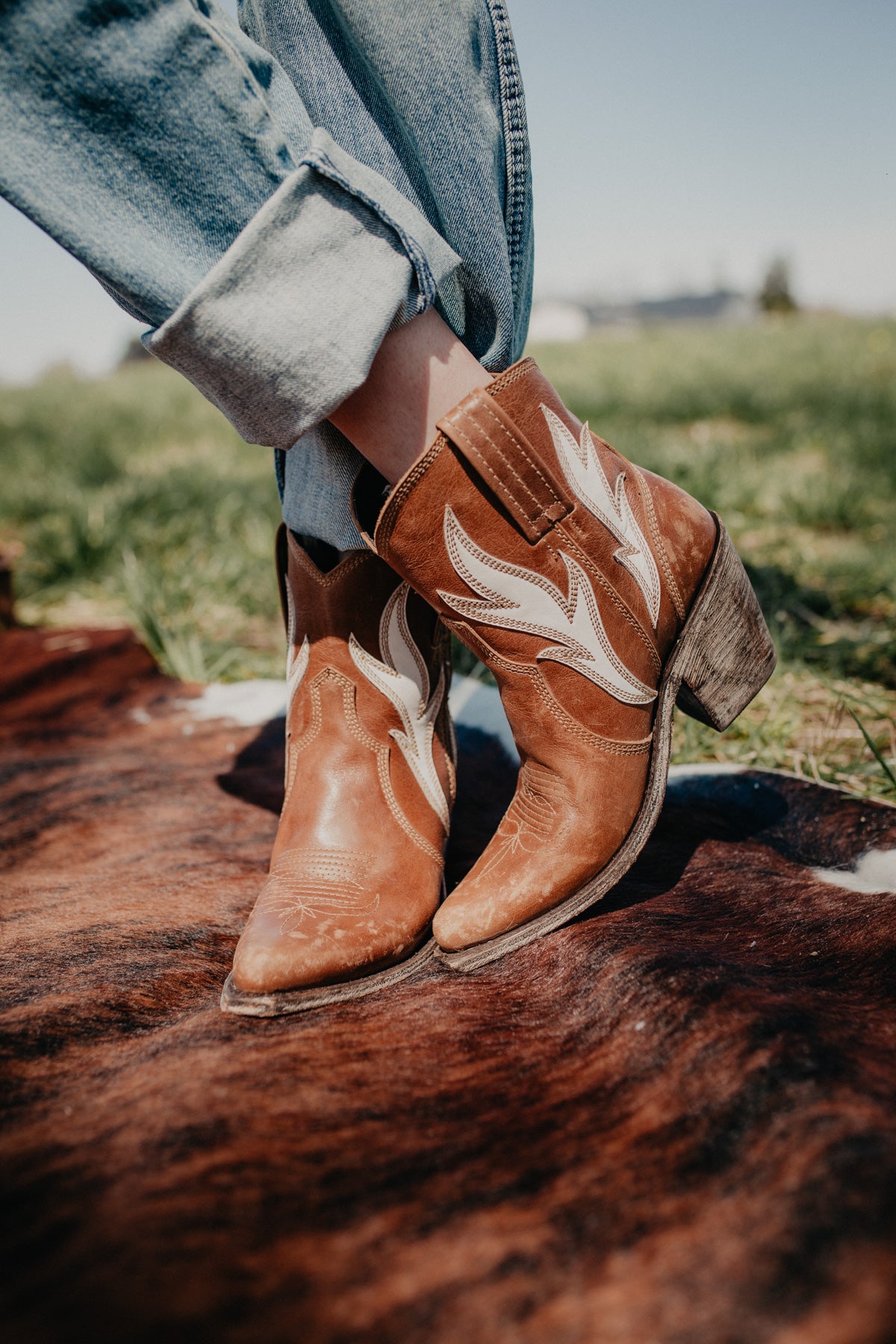 'Evan' Retro Flame Tan Booties by Liberty Black (6.5-11)