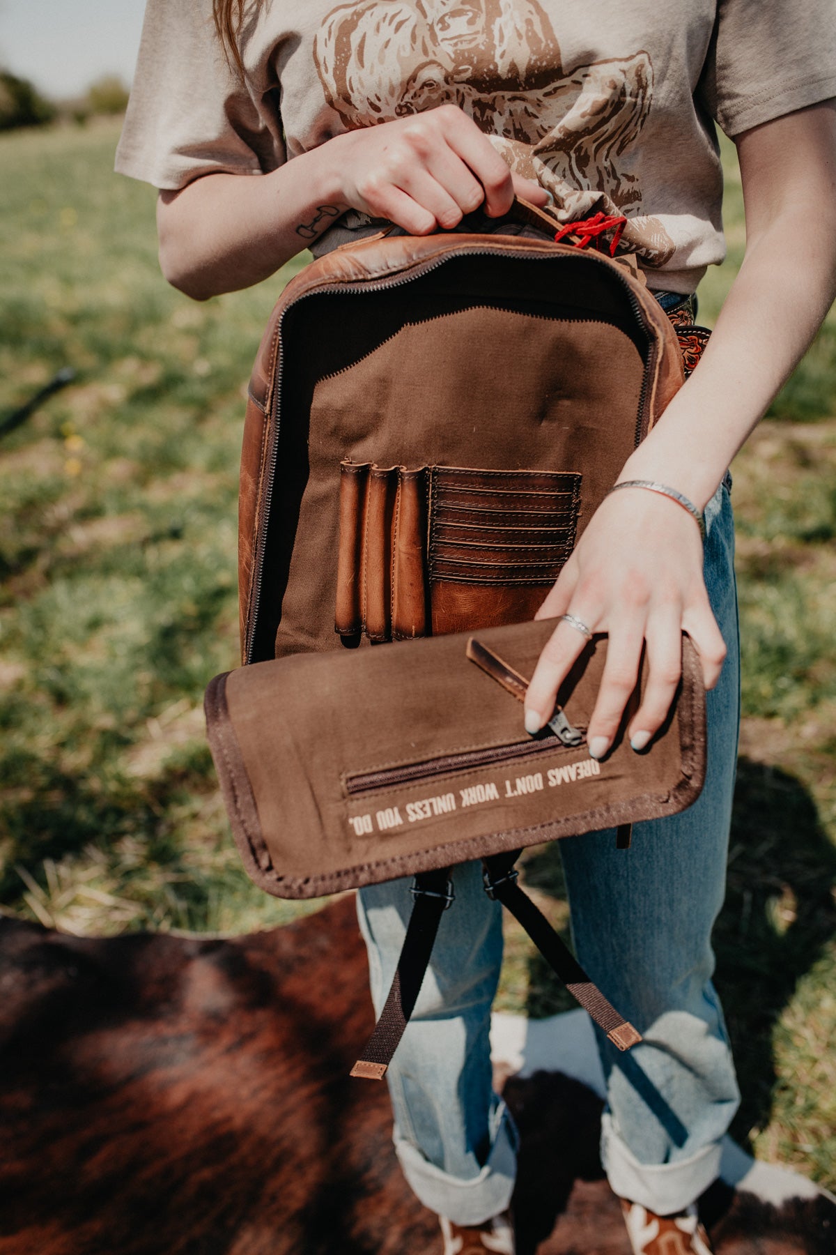 'Lennon' Vaquero Concho Cowhide Backpack