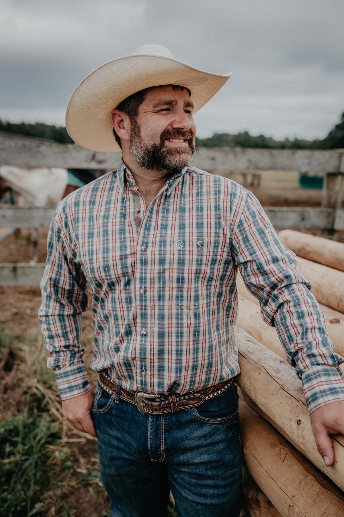 'Jack' Long Sleeve Plaid Button Down by Wrangler George Strait (S-XXL)