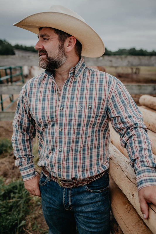 'Jack' Long Sleeve Plaid Button Down by Wrangler George Strait (S-XXL)